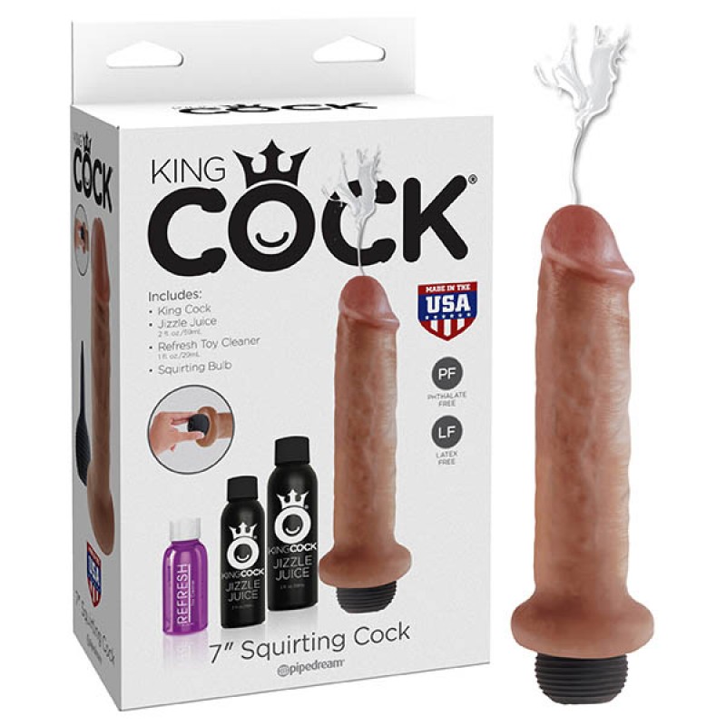 King Cock 7 inch Squirting Dildo - Tan